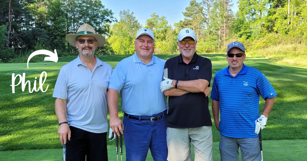 Phil Heniz_Donor Spotlight Phil Heinz, monthly donor, at the Home in One Golf Outing with his team.