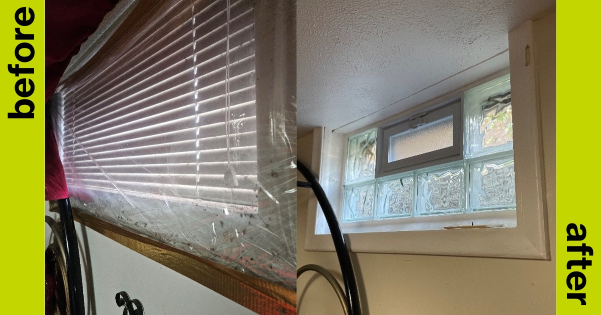 Katie's Home Repair_glass block windows_before and after Katie's home repair: glass block windows before and after
